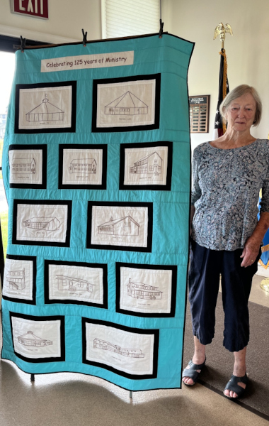 Pat Drizd with the Quilt